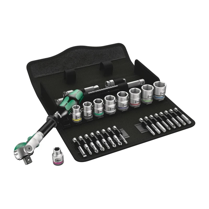 Wera 29-Piece 3/8 in Zyklop Socket Set Chrome Molybdenum Steel Square Drive 05004046001