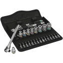 Wera 28-Piece 1/4 Inch Zyklop Socket Set Chrome Molybdenum Steel Square Drive 5 to 13 mm 05004017001