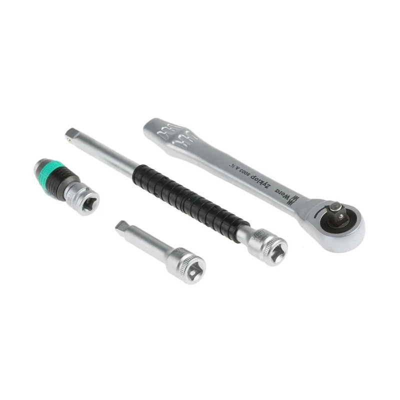 Wera 28-Piece 1/4 Inch Zyklop Socket Set Chrome Molybdenum Steel Square Drive 5 to 13 mm 05004017001