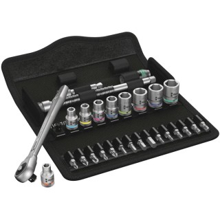 Wera 28-Piece 1/4 in Zyklop Socket Set Chrome Molybdenum Steel Chrome Finish 05004020001