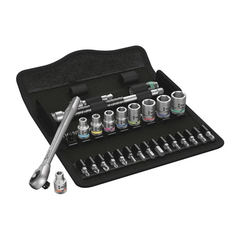 Wera 28-Piece 1/4 in Zyklop Socket Set Chrome Molybdenum Steel Chrome Finish 05004020001