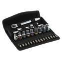 Wera 28-Piece 1/4 Inch Zyklop Socket Set Chrome Molybdenum Steel Square Drive 5 to 13 mm 05004017001