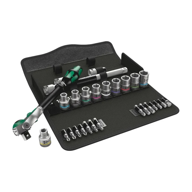 Wera 28-Piece 1/2 in Zyklop Socket Set Chrome Molybdenum Steel Chrome Finish 05004076001