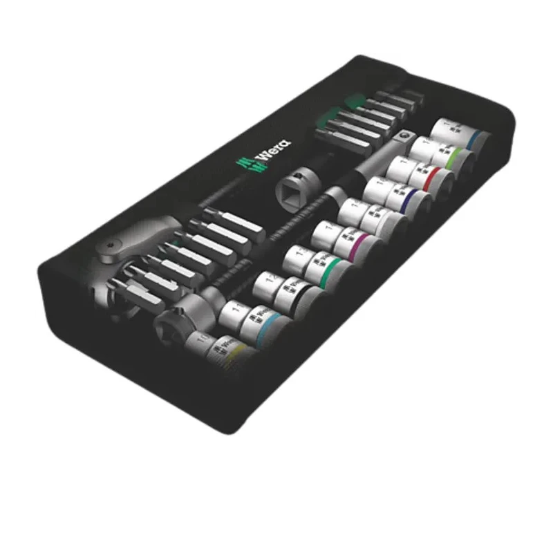 Wera 28-Piece 1/2 in Zyklop Socket Set Chrome Molybdenum Steel Chrome Finish 05004076001