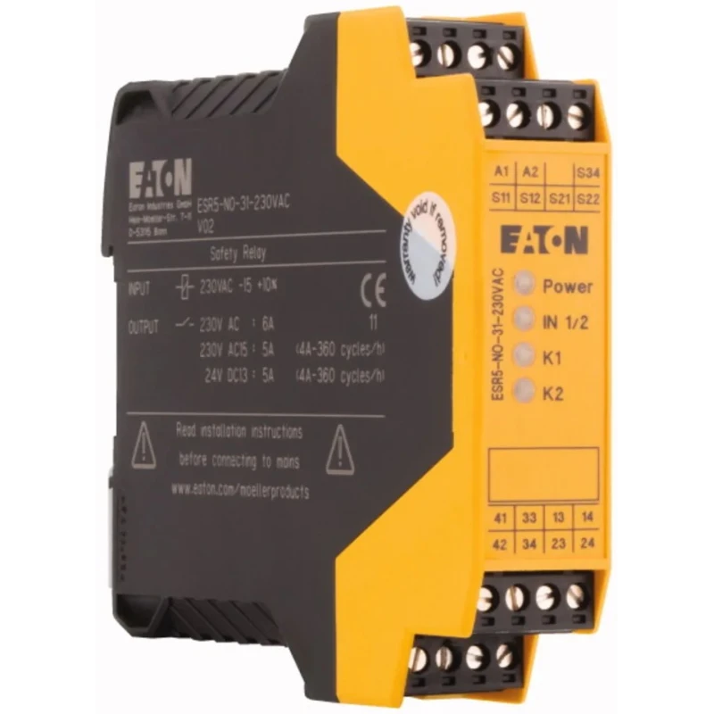 Eaton 230V AC Safety Relay with 3 Safety Contacts ESR5