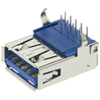Molex Right Angle Through Hole Female USB Type A USB 3.0 Connector 1 Port 30V 1.8A 48405-0003
