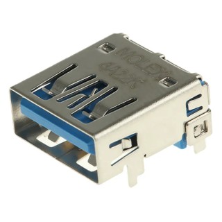 Molex Right Angle Through Hole Female 1 Port USB Type A USB Connector USB 3.0 48393-0003