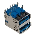 Molex Right Angle Through Hole Female 2 Port USB Type A USB 3.0 Connector 48406-0003
