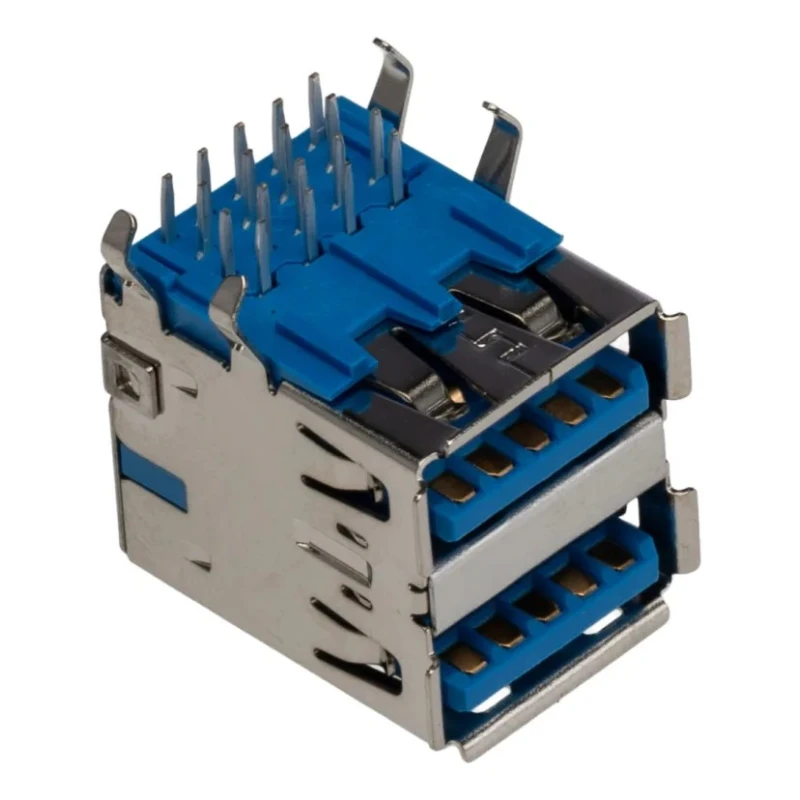 Molex Right Angle Through Hole Female 2 Port USB Type A USB 3.0 Connector 48406-0003