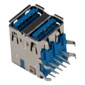 Molex Right Angle Through Hole Female 2 Port USB Type A USB 3.0 Connector 48406-0003
