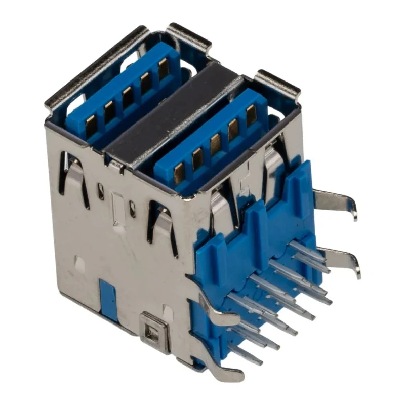 Molex Right Angle Through Hole Female 2 Port USB Type A USB 3.0 Connector 48406-0003