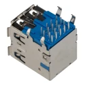 Molex Right Angle Through Hole Female 2 Port USB Type A USB 3.0 Connector 48406-0003