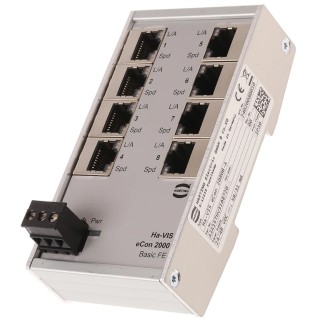 HARTING Unmanaged 8 Port Ethernet Switch 24020080010 Industrial Fast Ethernet DIN-Rail Mount