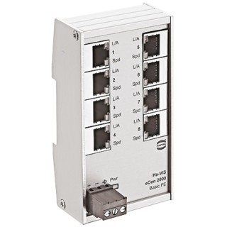 HARTING Unmanaged 8 Port Ethernet Switch, 60mm Width, 113.5mm Height, 27.3mm Depth, Industrial Network Switch 24020080000
