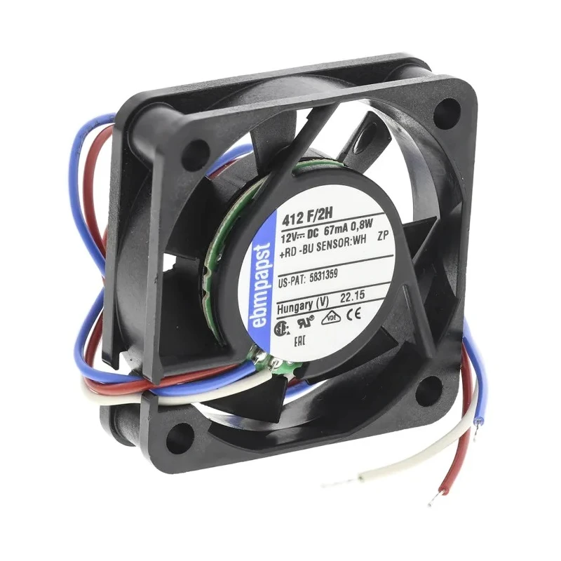 ebm-papst 400 F Series Axial Fan 12V DC 9 m³/h Air Flow 800 mW Power 40 mm Frame 412F/2H