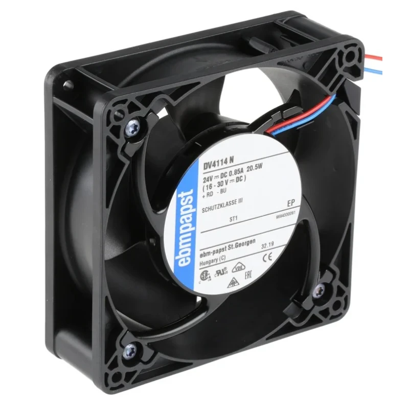 ebm-papst DV 4100 Series Axial Fan 24V DC 20.5W 280 m³/h IP68 119mmx38mmx38mm 