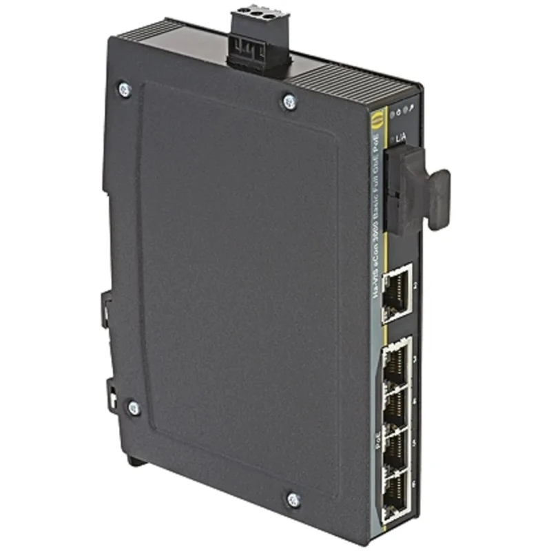 HARTING Unmanaged 6 Port Full Gigabit Ethernet Switch 24/48 V DC 142x25x107.5 mm 24034051100
