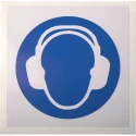 RS PRO Vinyl Mandatory Sign Ear Protection Sign 100mm x 100mm ISO 7010 Self-Adhesive 813-4473