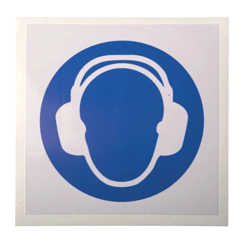 RS PRO Vinyl Mandatory Sign Ear Protection Sign 100mm x 100mm ISO 7010 Self-Adhesive 813-4473