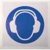 RS PRO Vinyl Mandatory Sign Ear Protection Sign 100mm x 100mm ISO 7010 Self-Adhesive 813-4473