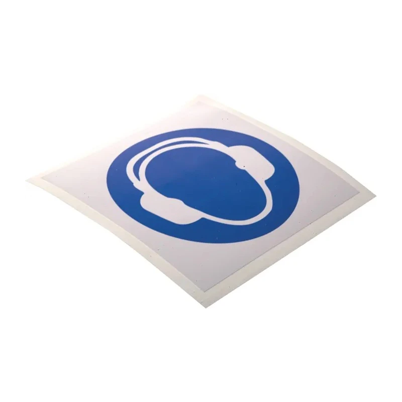 RS PRO Vinyl Mandatory Sign Ear Protection Sign 100mm x 100mm ISO 7010 Self-Adhesive 813-4473