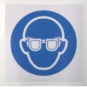RS PRO Vinyl Mandatory Sign Eye Protection Sign 813-4479 ISO 7010 Standard 100mm x 100mm Vinyl Material