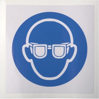 RS PRO Vinyl Mandatory Sign Eye Protection Sign 813-4479 ISO 7010 Standard 100mm x 100mm Vinyl Material