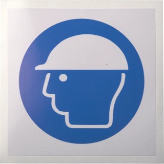 RS PRO Vinyl Mandatory Sign Head Protection Sign ISO 7010 100mm x 100mm Self-Adhesive 813-4476