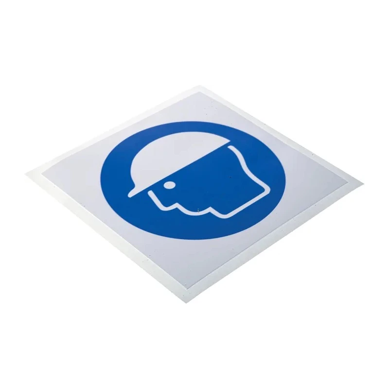 RS PRO Vinyl Mandatory Sign Head Protection Sign ISO 7010 100mm x 100mm Self-Adhesive 813-4476