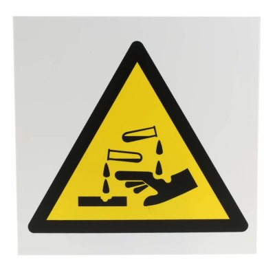 RS PRO Hazard Warning Sign Plastic Corrosive Symbol 200mm x 200mm ISO 7010 813-4546