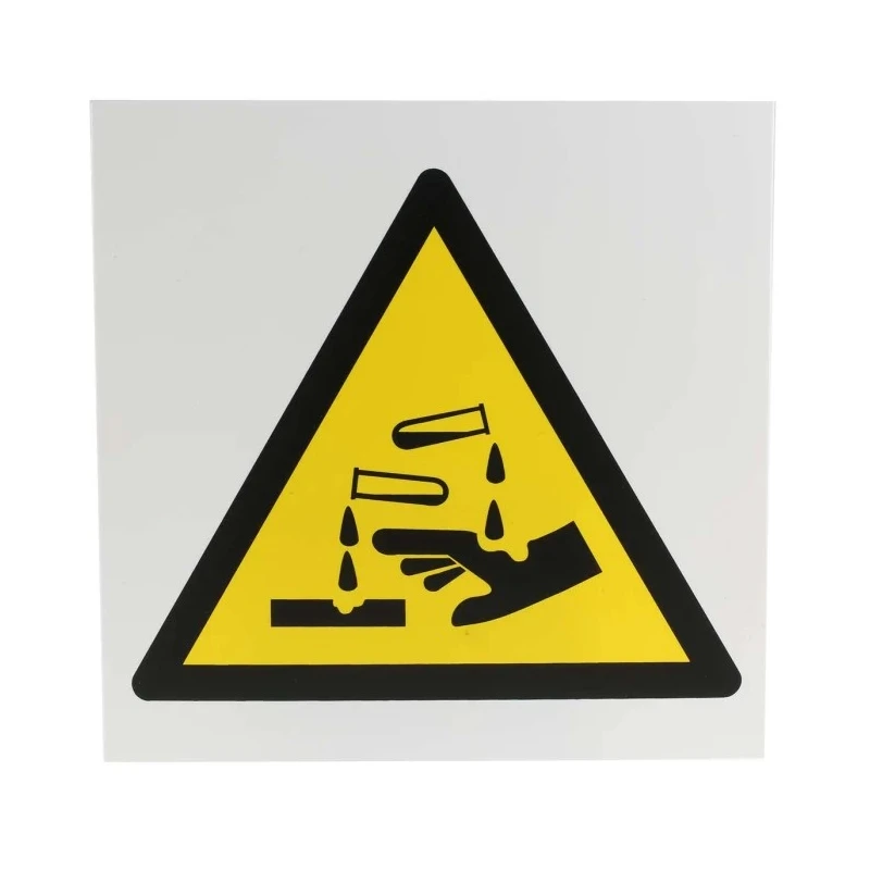 RS PRO Hazard Warning Sign Plastic Corrosive Symbol 200mm x 200mm ISO 7010 813-4546