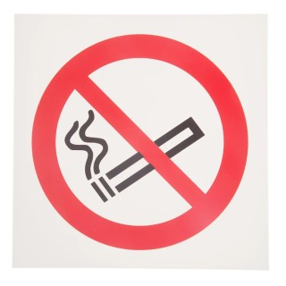 RS PRO Plastic No Smoking Prohibition Sign, ISO 7010 Standard, 200mm x 200mm, Symbol Style 813-4619