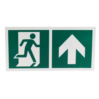 RS PRO Plastic Emergency Exit Up Sign Label Non-Illuminated, 300mm x 150mm, White Green Legend 813-4640