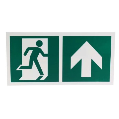 RS PRO Plastic Emergency Exit Up Sign Label Non-Illuminated, 300mm x 150mm, White Green Legend 813-4640
