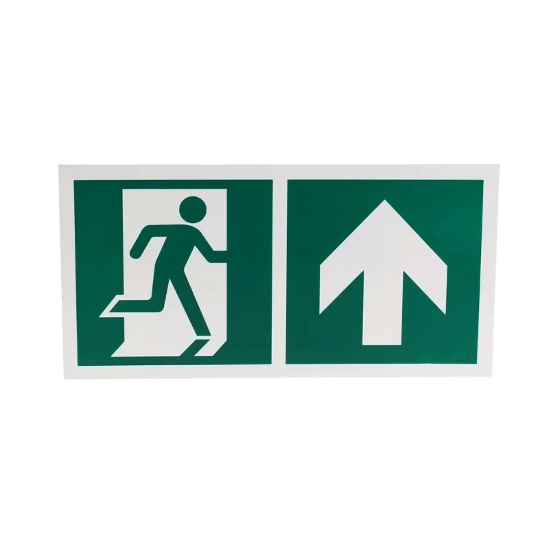 RS PRO Plastic Emergency Exit Up Sign Label Non-Illuminated, 300mm x 150mm, White Green Legend 813-4640