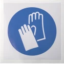 RS PRO Vinyl Mandatory Sign Protective Gloves Sign, 100mm x 100mm, White and Blue ISO 7010 813-4489