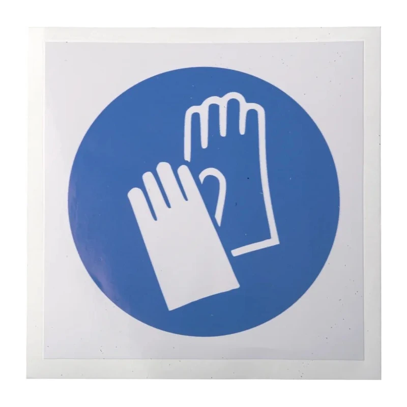 RS PRO Vinyl Mandatory Sign Protective Gloves Sign, 100mm x 100mm, White and Blue ISO 7010 813-4489