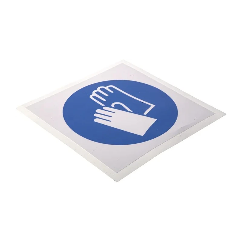 RS PRO Vinyl Mandatory Sign Protective Gloves Sign, 100mm x 100mm, White and Blue ISO 7010 813-4489