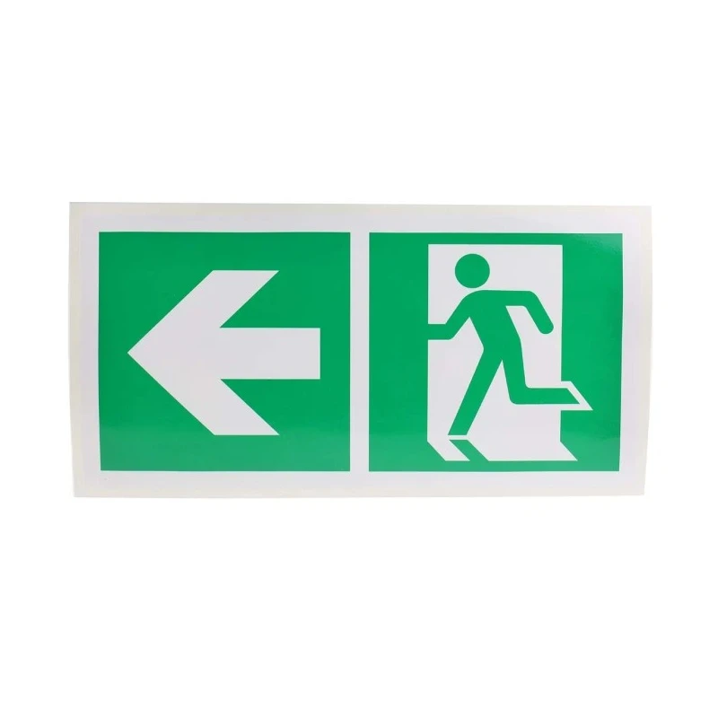 RS PRO Vinyl Non-Illuminated Emergency Exit Left Sign Label 150mm Height 300mm Width 813-4536