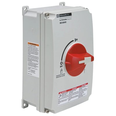 Schneider Electric 1-Pole 3-Phase Isolator Switch MD3604X with Screw Terminals 4.94in Width 8.27in Depth 4.37in Length