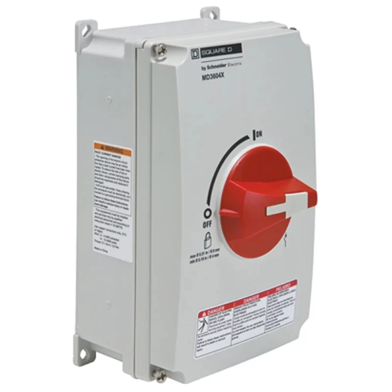 Schneider Electric 1-Pole 3-Phase Isolator Switch MD3604X with Screw Terminals 4.94in Width 8.27in Depth 4.37in Length
