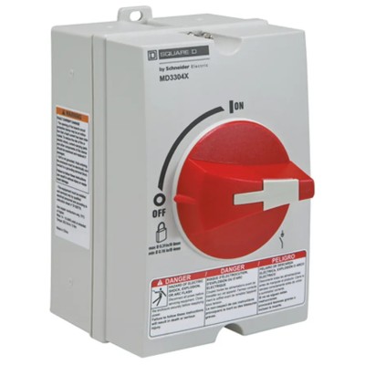 Schneider Electric 1-Pole Isolator Switch MD3304X Compact NEMA 4X Enclosure 30 A 7.5 HP 240VAC MD3304X