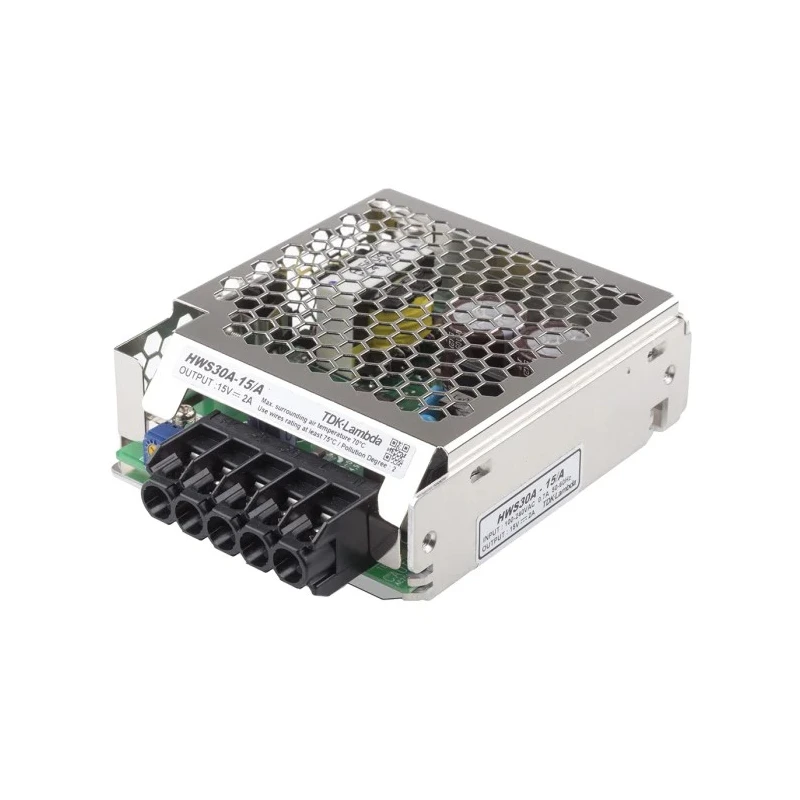 TDK-Lambda HWS30A-15/A Switching Power Supply 15V DC, 30W, 85-265V AC Input, Chassis Mount, Malaysia Origin HWS30A-15/A