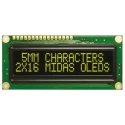 Midas Passive Matrix Yellow OLED Display COB Parallel MCOB21605G1V-EYP