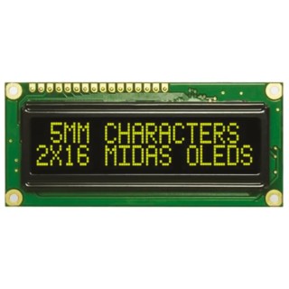 Midas Passive Matrix Yellow OLED Display COB Parallel MCOB21605G1V-EYP