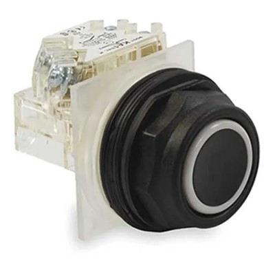 Schneider Electric Harmony 9001SK Series Panel Mount Spring Return Push Button Switch SPST Black LED 30 mm 9001SKR1BH6