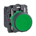 Schneider Electric Harmony XB5 Series Push Button Switch, Spring Return, Panel Mount, 22 mm Cutout, SPDT, Green LED XB5AA35