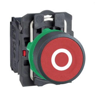 Schneider Electric Harmony XB5 Series Push Button Switch, Spring Return, Panel Mount, 22 mm Cutout, SPST, Red LED XB5AA4322