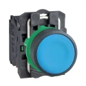 Schneider Electric Harmony XB5 Series Push Button Switch, Spring Return, Panel Mount, 22 mm Cutout, SPST, Blue LED XB5AA61