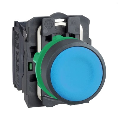 Schneider Electric Harmony XB5 Series Push Button Switch, Spring Return, Panel Mount, 22 mm Cutout, SPST, Blue LED XB5AA61